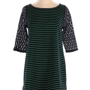 Anthropologie Navy and Green Striped Tunic